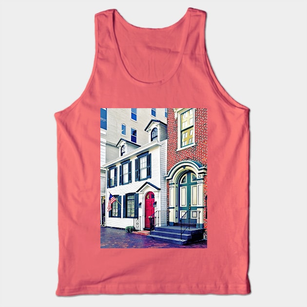 Harrisburg PA - Street With American Flag Tank Top by SusanSavad